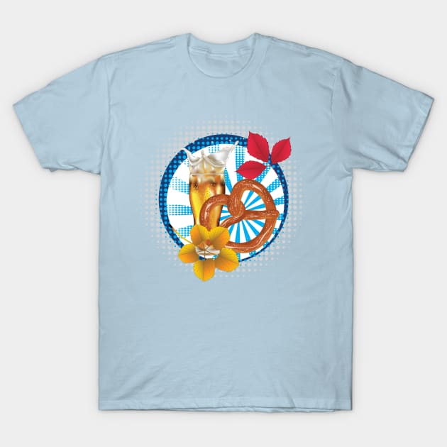 Pretzel with splashing Beer T-Shirt by AnnArtshock